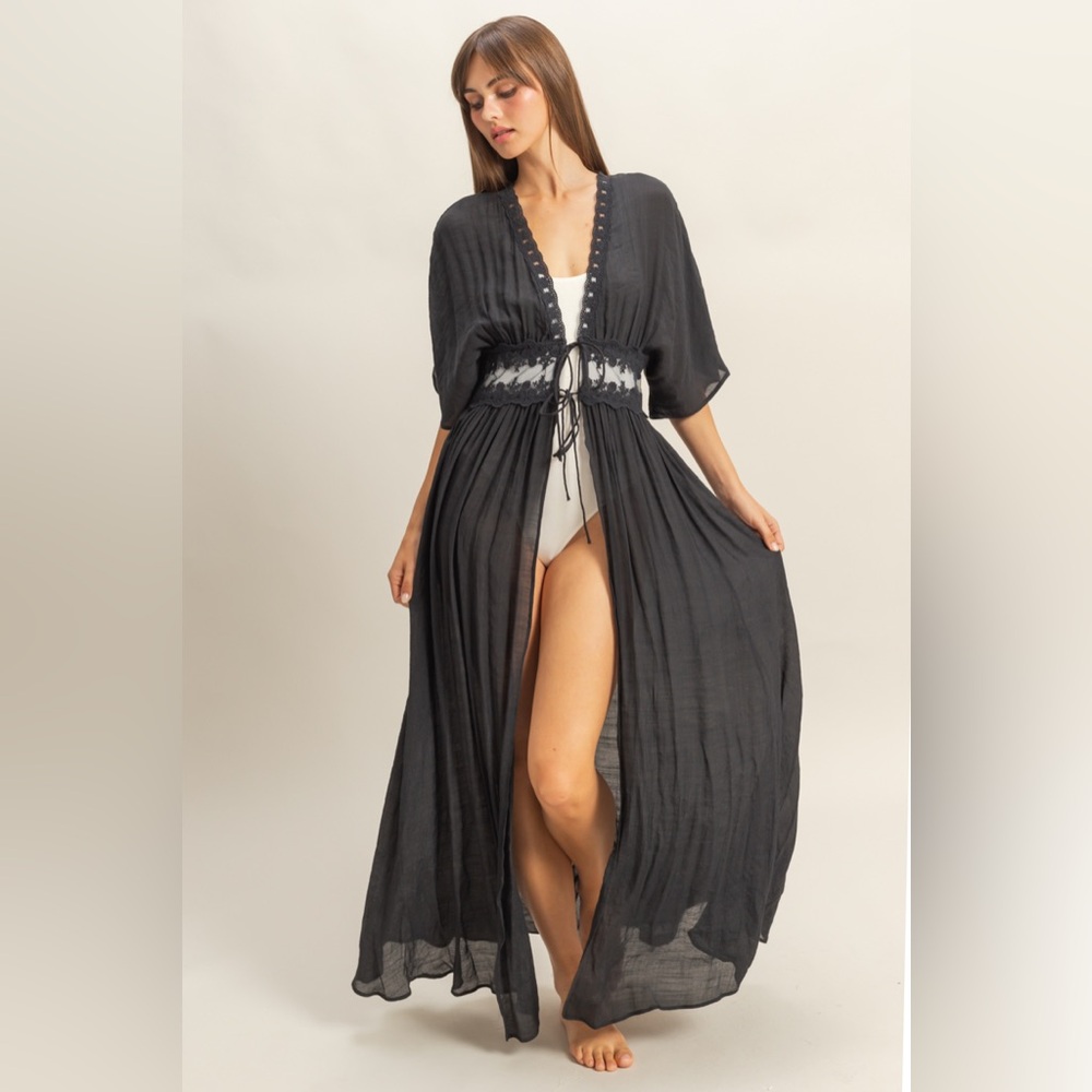 Black Tie Front Long Duster